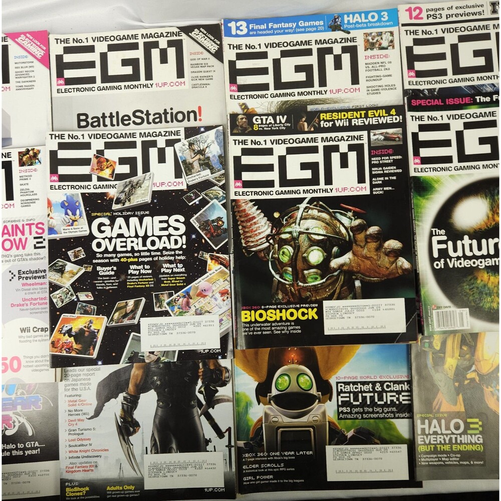 2007‎ EGM Electronic Gaming Monthly Magazine Lot of 12 Kingdom Hearts Halo 3